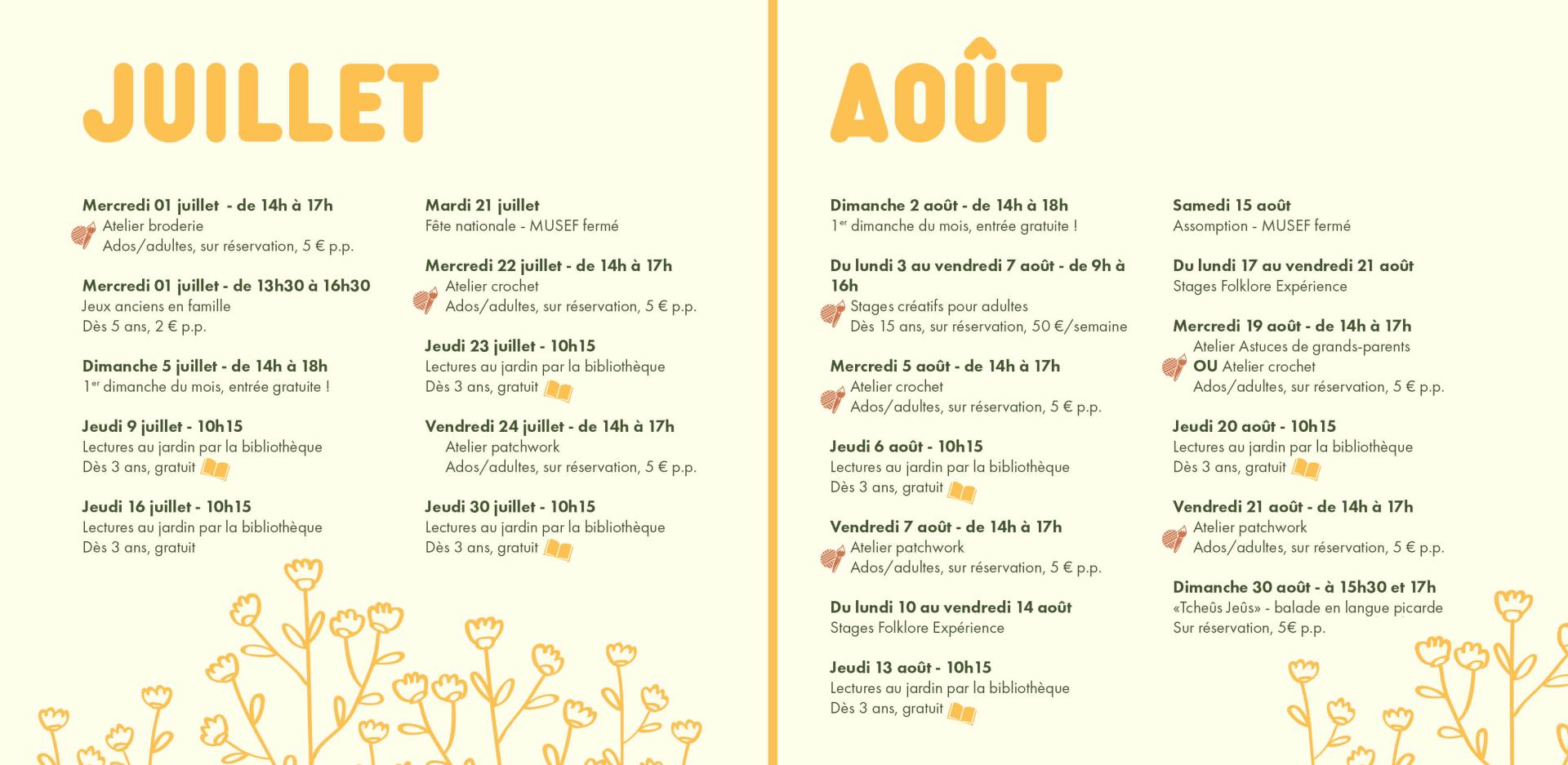 Programme de l'été